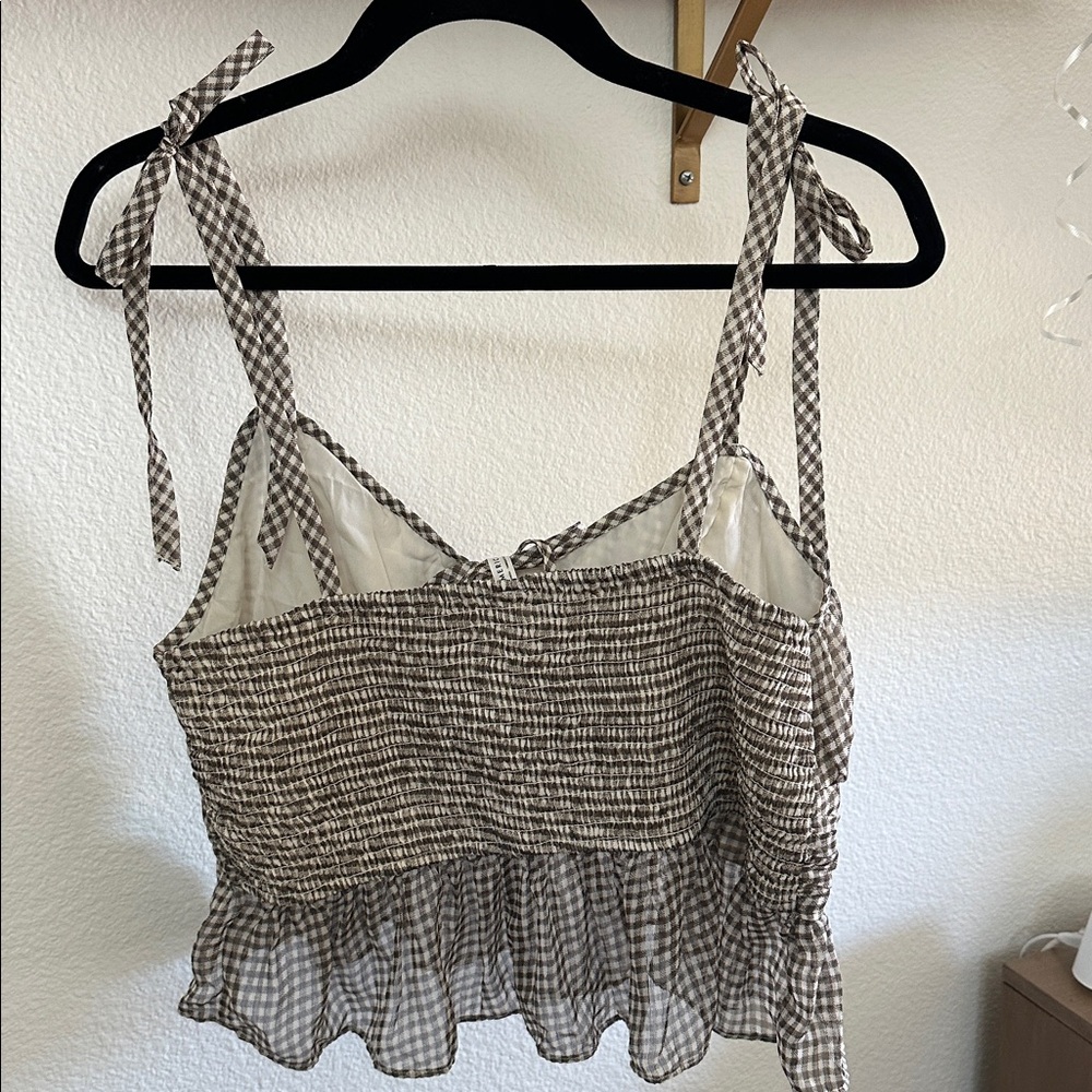 American Eagle Plaid Tie Front Tank Top - Picture 4 of 9
